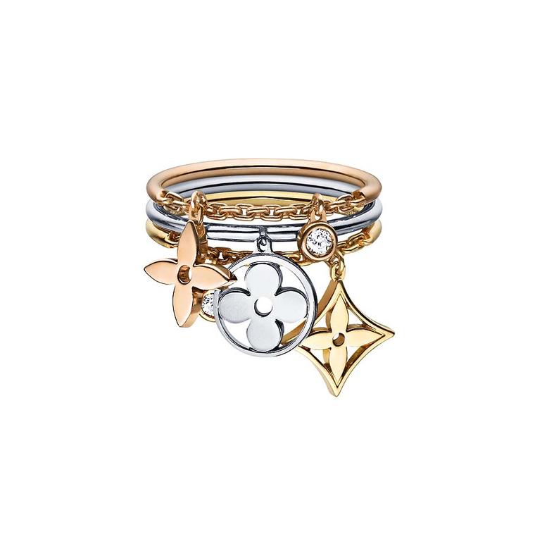 Featuring the Maison's signature motifs, this Louis Vuitton ring from the Mongram Idylle collection can be stacked or worn separately to suit your mood (£1,820).